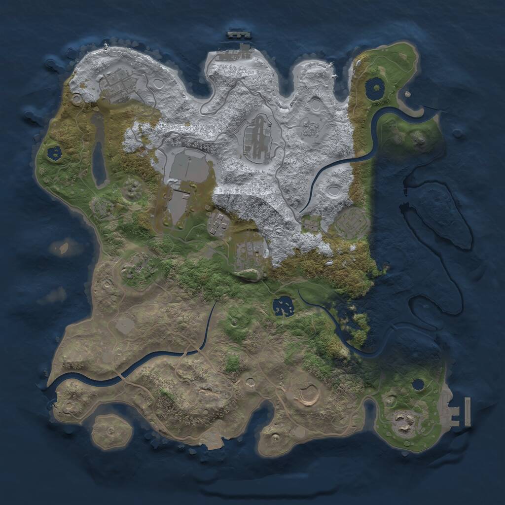 Rust Map: Procedural Map, Size: 3500, Seed: 1977821271, 16 Monuments