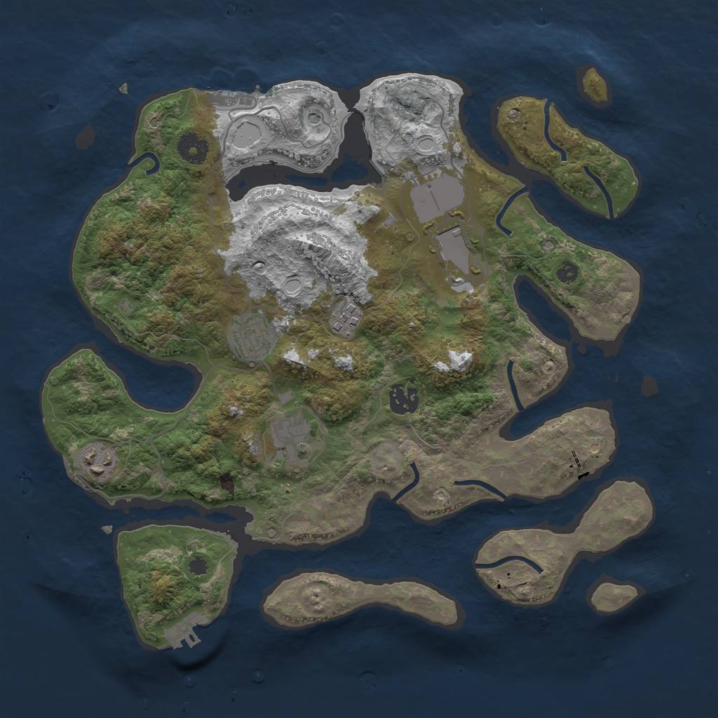 Rust Map: Procedural Map, Size: 3500, Seed: 78916321, 14 Monuments