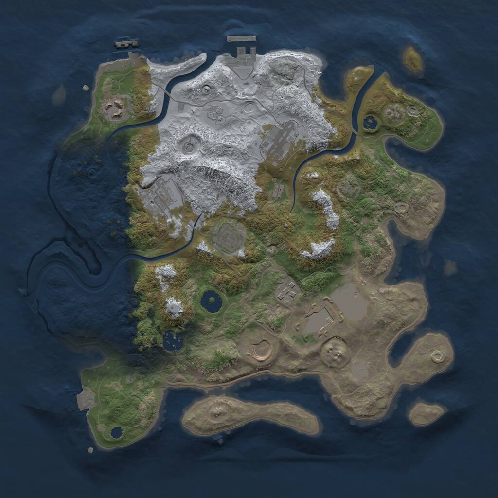 Rust Map: Procedural Map, Size: 3500, Seed: 78916321, 14 Monuments