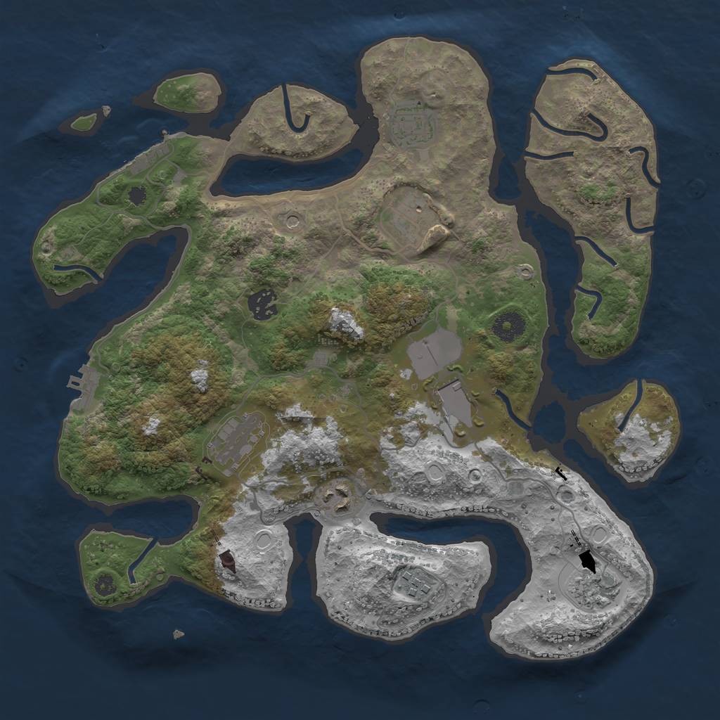 Rust Map: Procedural Map, Size: 3500, Seed: 492353613, 16 Monuments