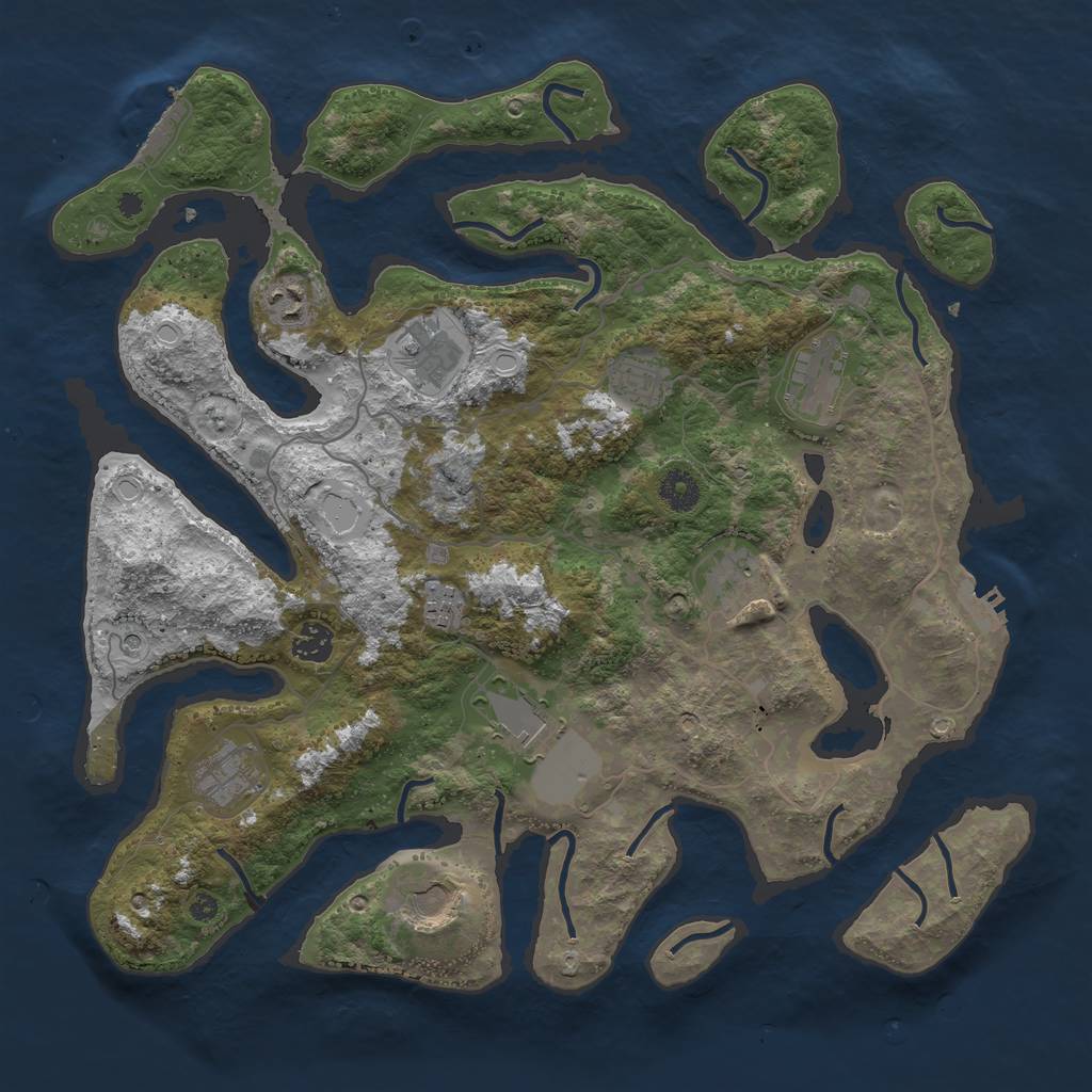 Rust Map: Procedural Map, Size: 4000, Seed: 753355, 18 Monuments