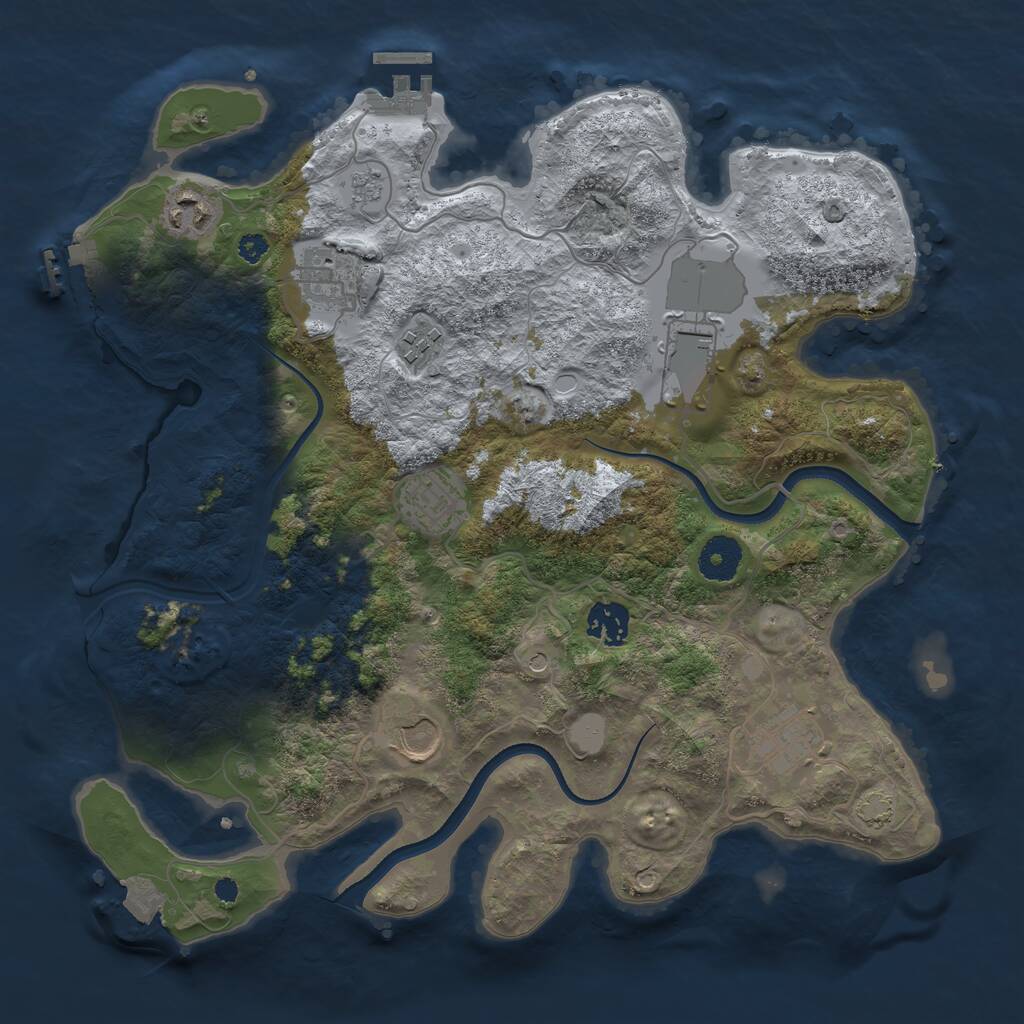 Rust Map: Procedural Map, Size: 3500, Seed: 1187170892, 14 Monuments