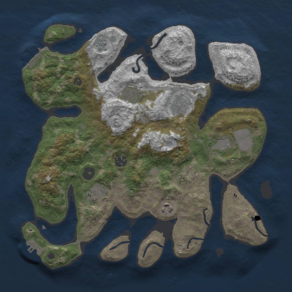 Rust Map: Procedural Map, Size: 3500, Seed: 1187170892, 16 Monuments