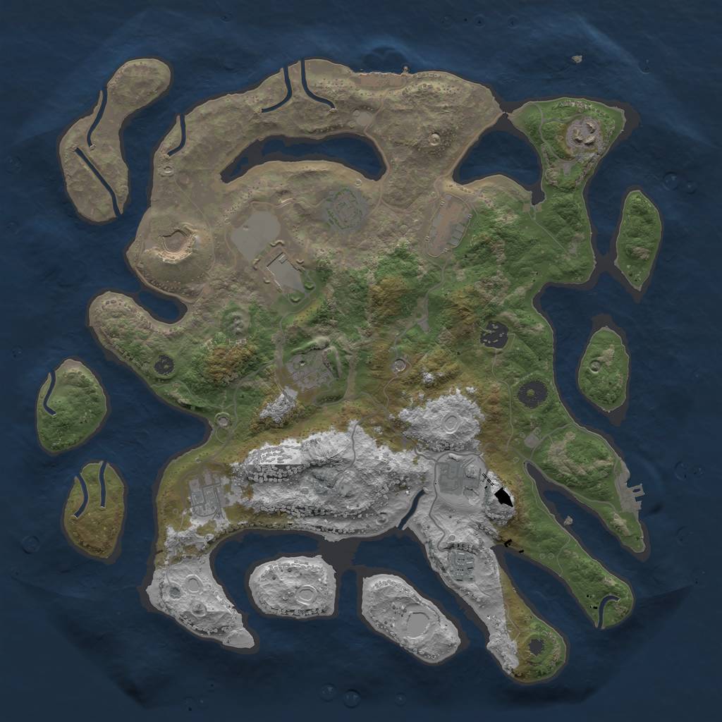 Rust Map: Procedural Map, Size: 3900, Seed: 35580, 18 Monuments