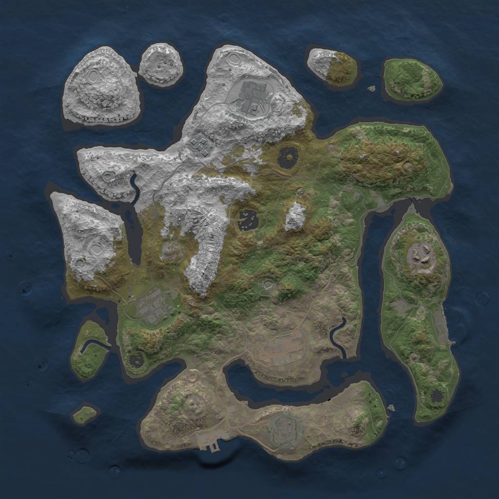 Rust Map: Procedural Map, Size: 3450, Seed: 725837207, 15 Monuments