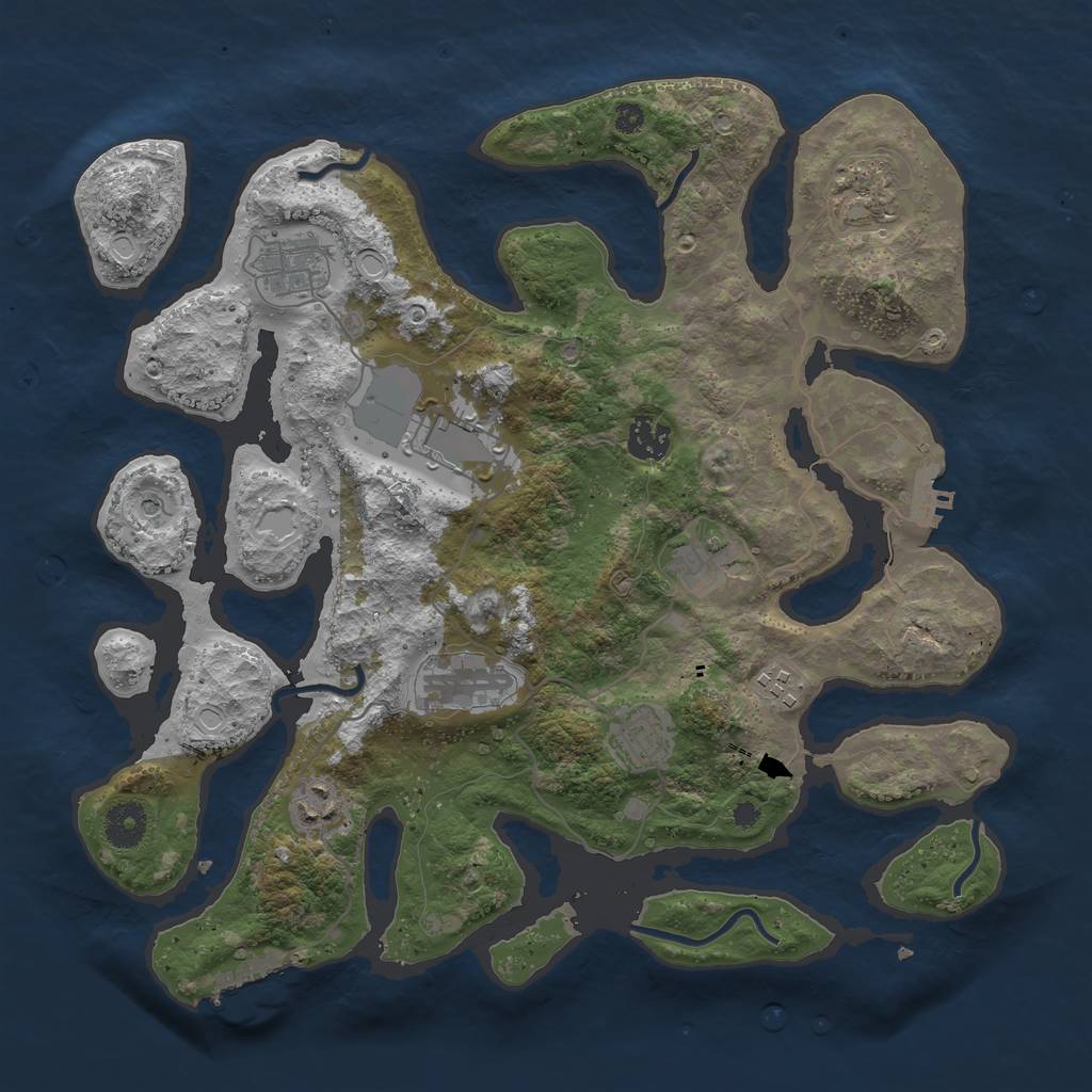 Rust Map: Procedural Map, Size: 3700, Seed: 977297395, 17 Monuments