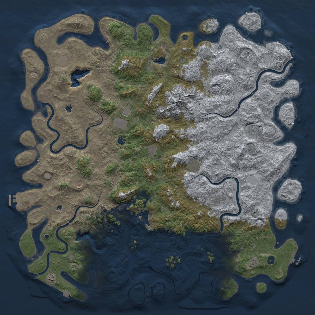 Rust Map: Procedural Map, Size: 6000, Seed: 285039212, 17 Monuments