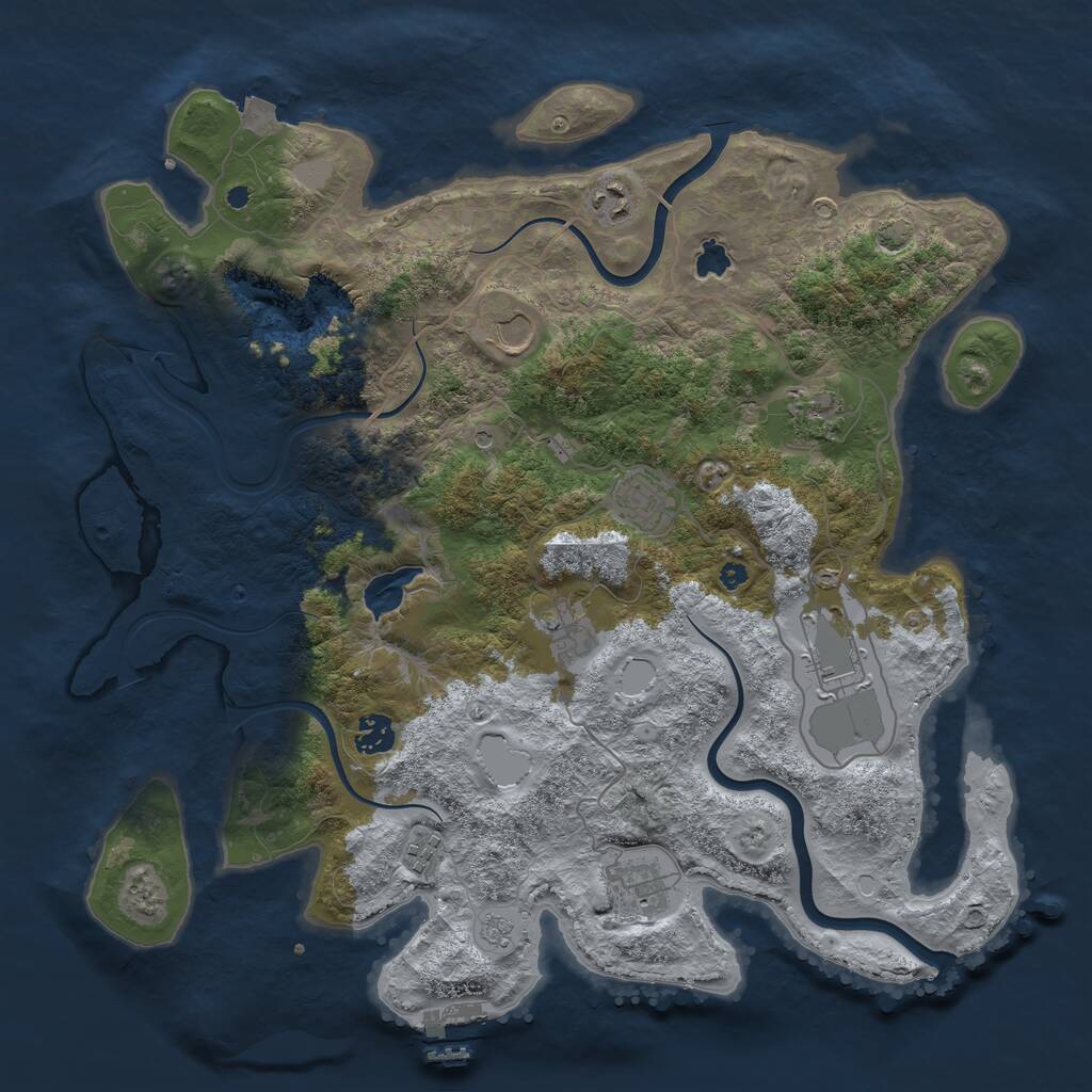 Rust Map: Procedural Map, Size: 4000, Seed: 452798516, 14 Monuments
