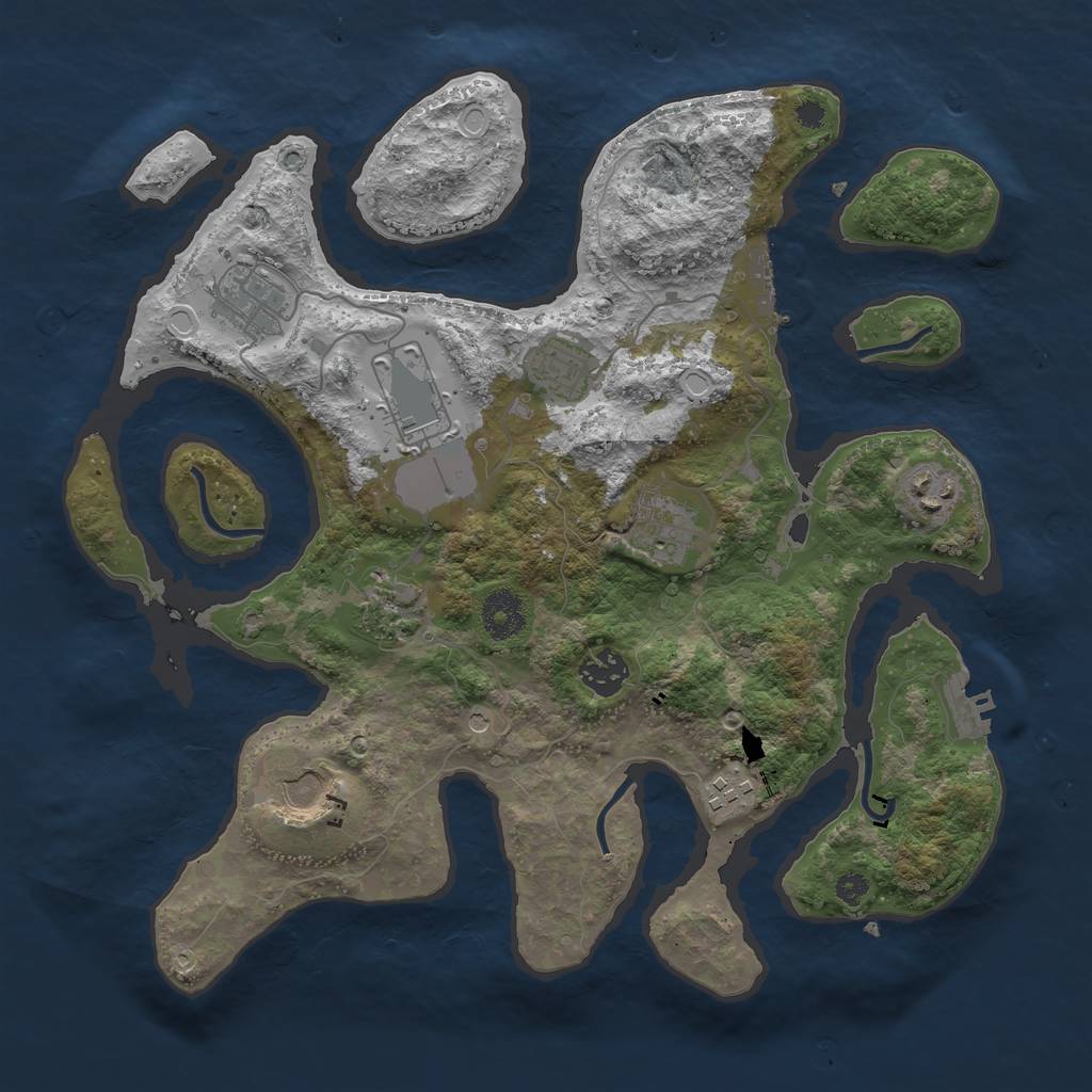 Rust Map: Procedural Map, Size: 3500, Seed: 5439037, 17 Monuments