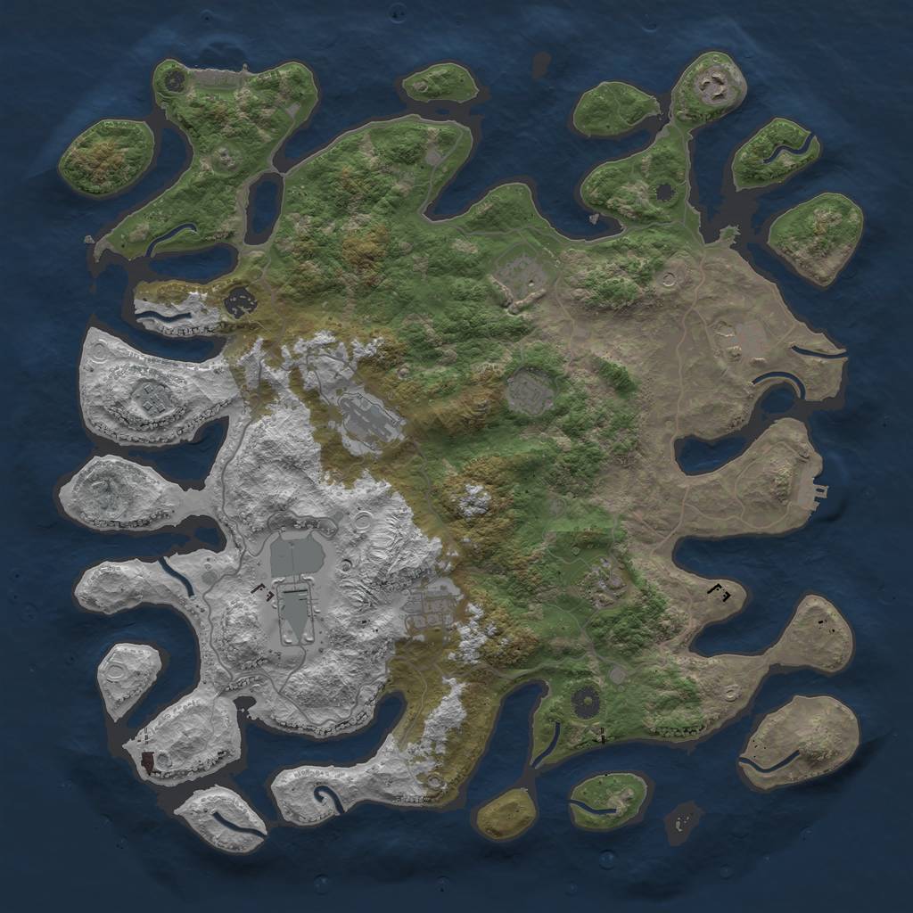 Rust Map: Procedural Map, Size: 4500, Seed: 5463, 18 Monuments