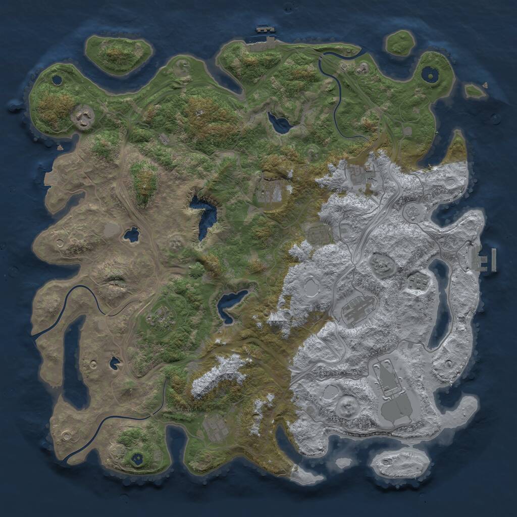 Rust Map: Procedural Map, Size: 4500, Seed: 2033925797, 15 Monuments