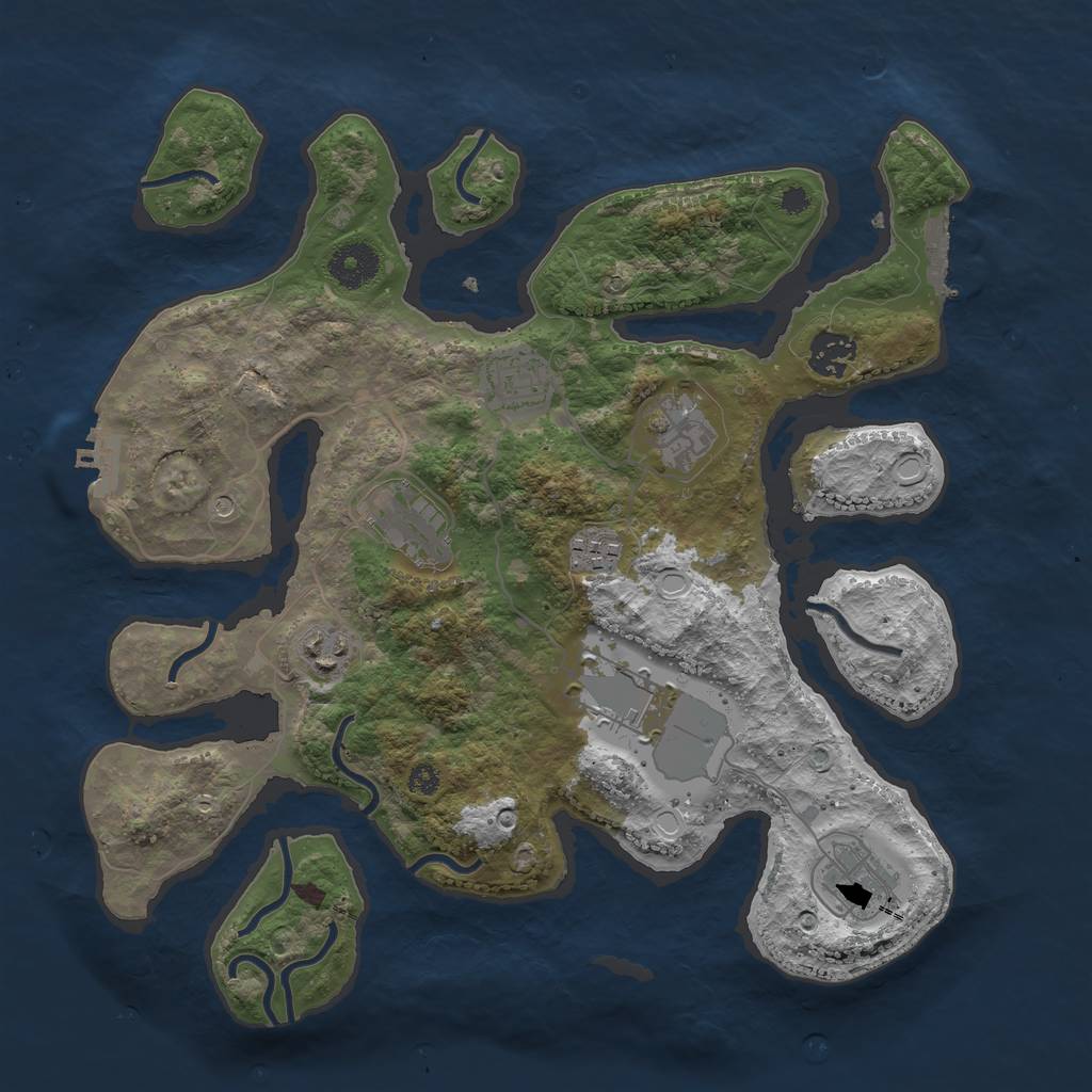 Rust Map: Procedural Map, Size: 3500, Seed: 141212423, 16 Monuments