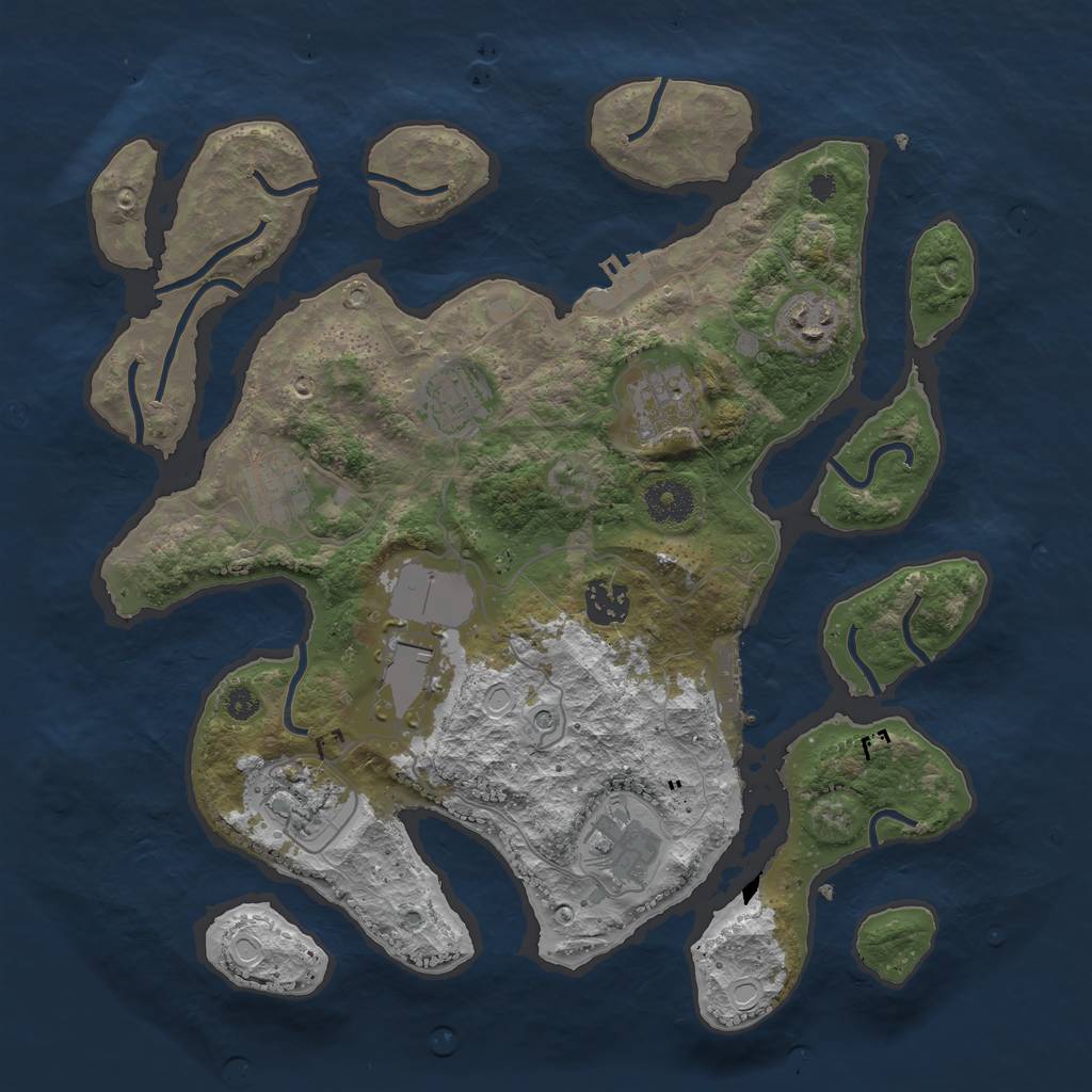 Rust Map: Procedural Map, Size: 3500, Seed: 777111777, 16 Monuments