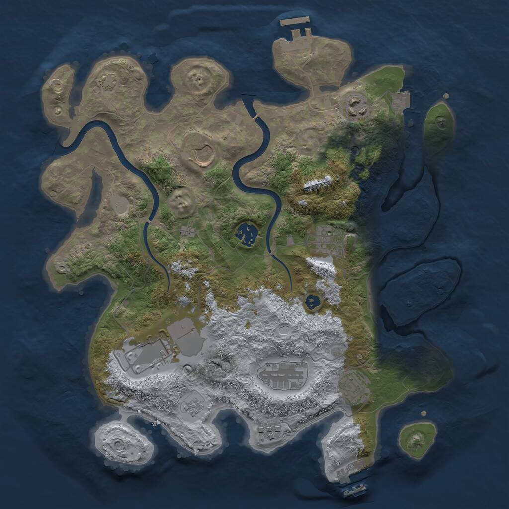 Rust Map: Procedural Map, Size: 3500, Seed: 777111777, 14 Monuments