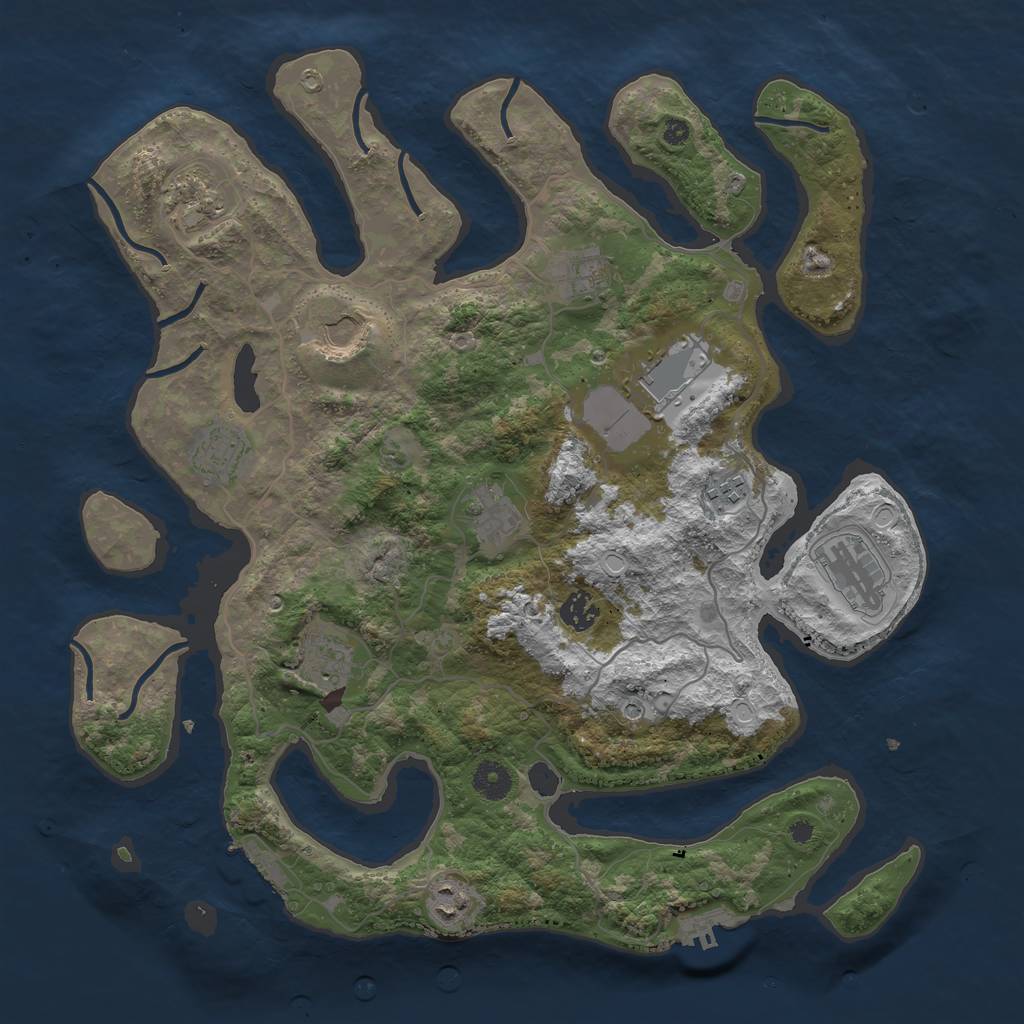 Rust Map: Procedural Map, Size: 4000, Seed: 9551509, 19 Monuments