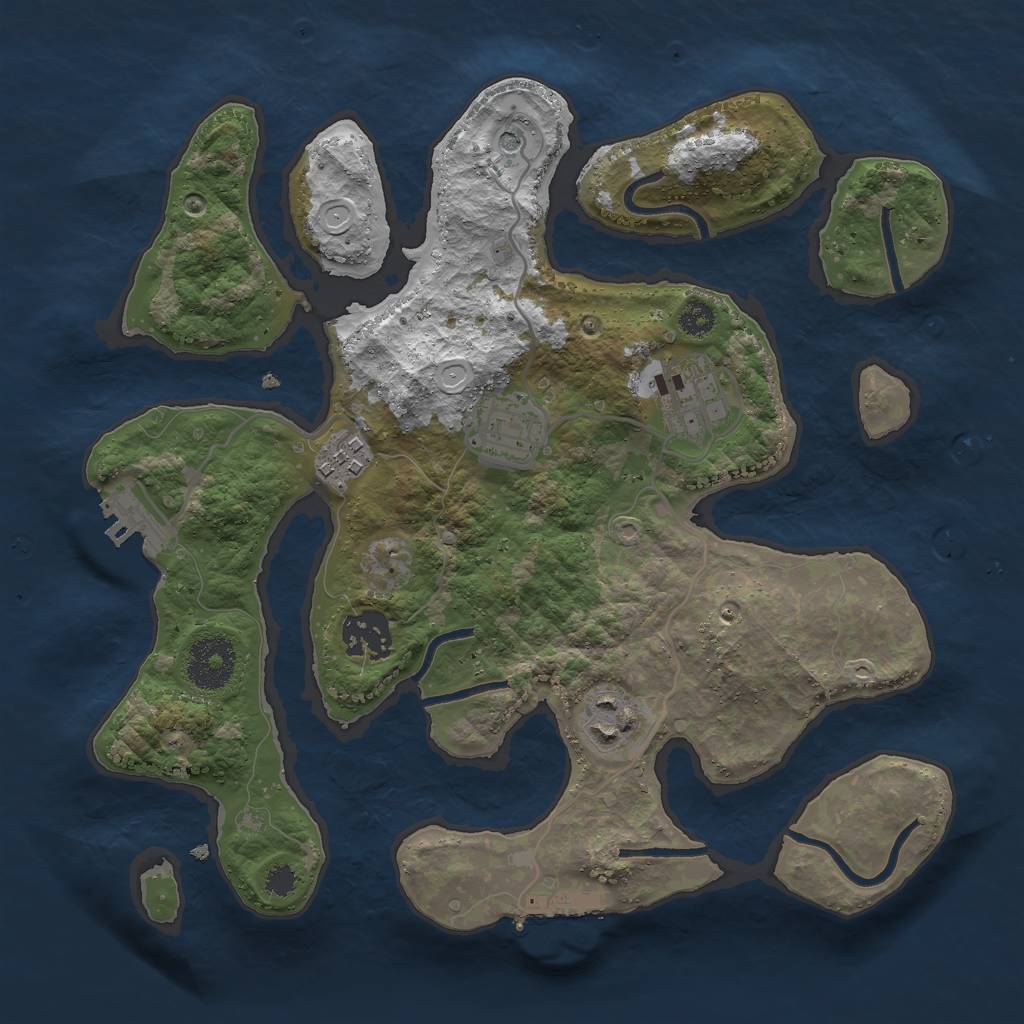 Rust Map: Procedural Map, Size: 3000, Seed: 2129679471, 13 Monuments