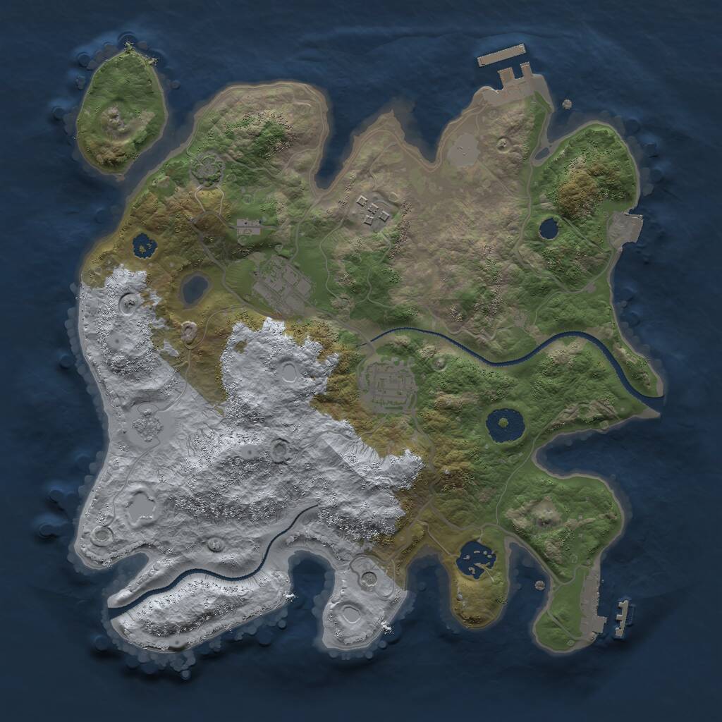 Rust Map: Procedural Map, Size: 3000, Seed: 2425104, 10 Monuments