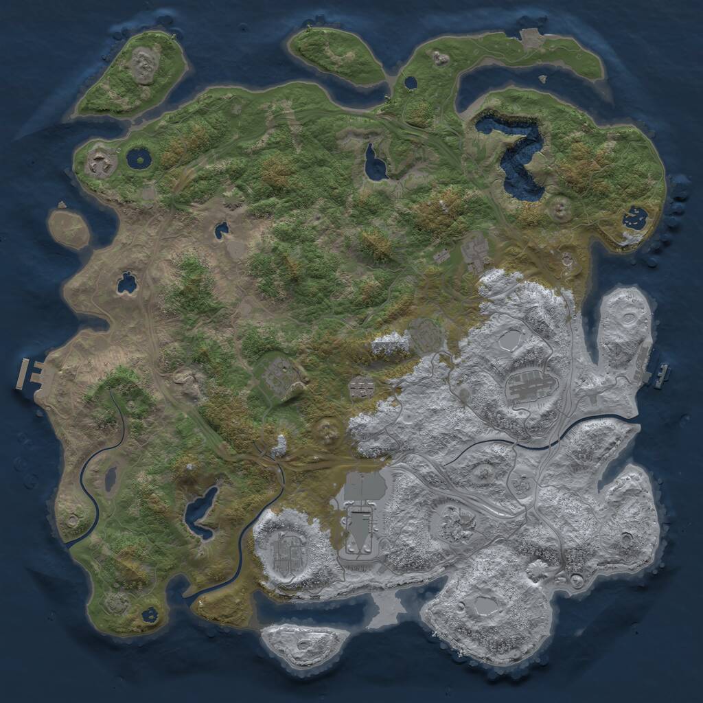 Rust Map: Procedural Map, Size: 4500, Seed: 3951287, 16 Monuments