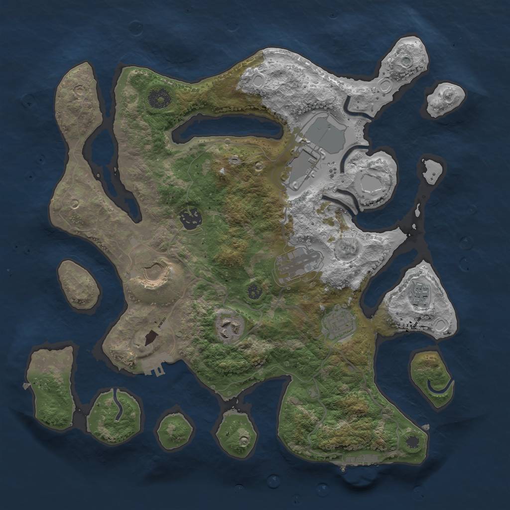 Rust Map: Procedural Map, Size: 3500, Seed: 8376485, 14 Monuments