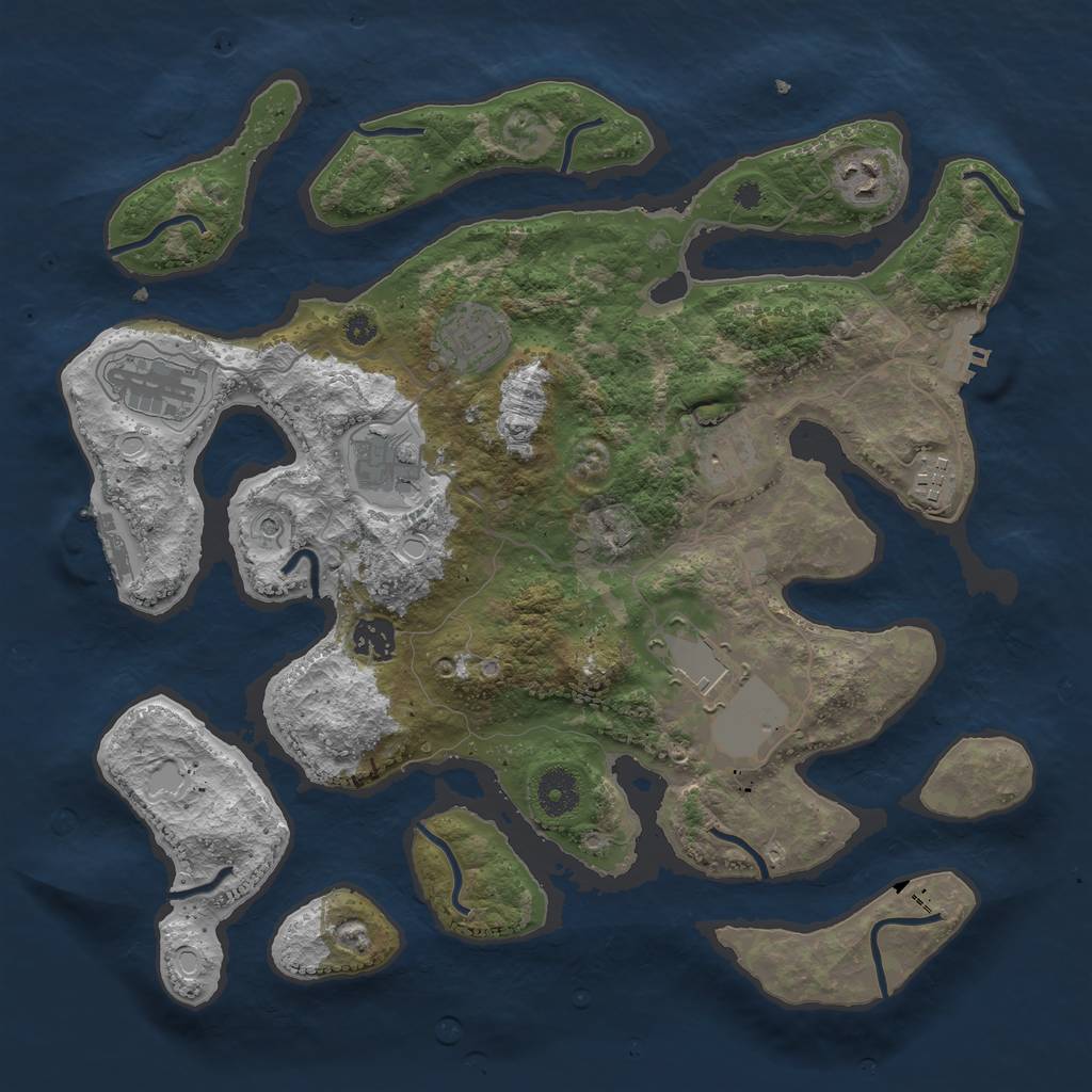 Rust Map: Procedural Map, Size: 3700, Seed: 84641694, 16 Monuments