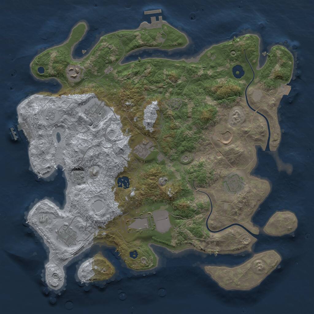 Rust Map: Procedural Map, Size: 3700, Seed: 84641694, 15 Monuments