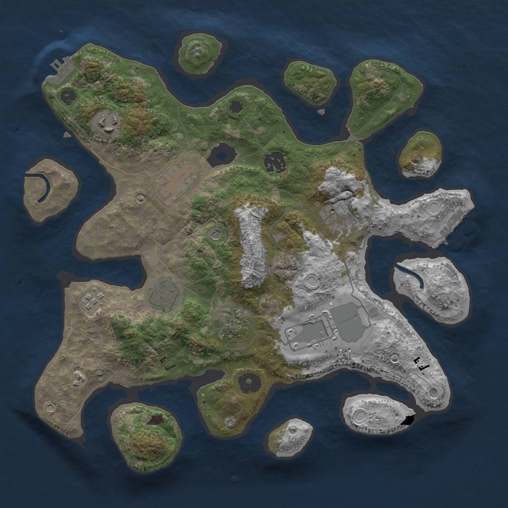 Rust Map: Procedural Map, Size: 3500, Seed: 1857940262, 16 Monuments