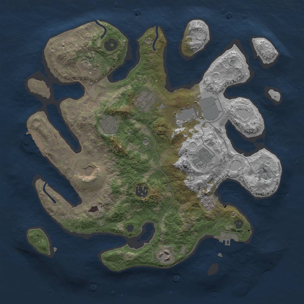 Rust Map: Procedural Map, Size: 3500, Seed: 4396579, 17 Monuments