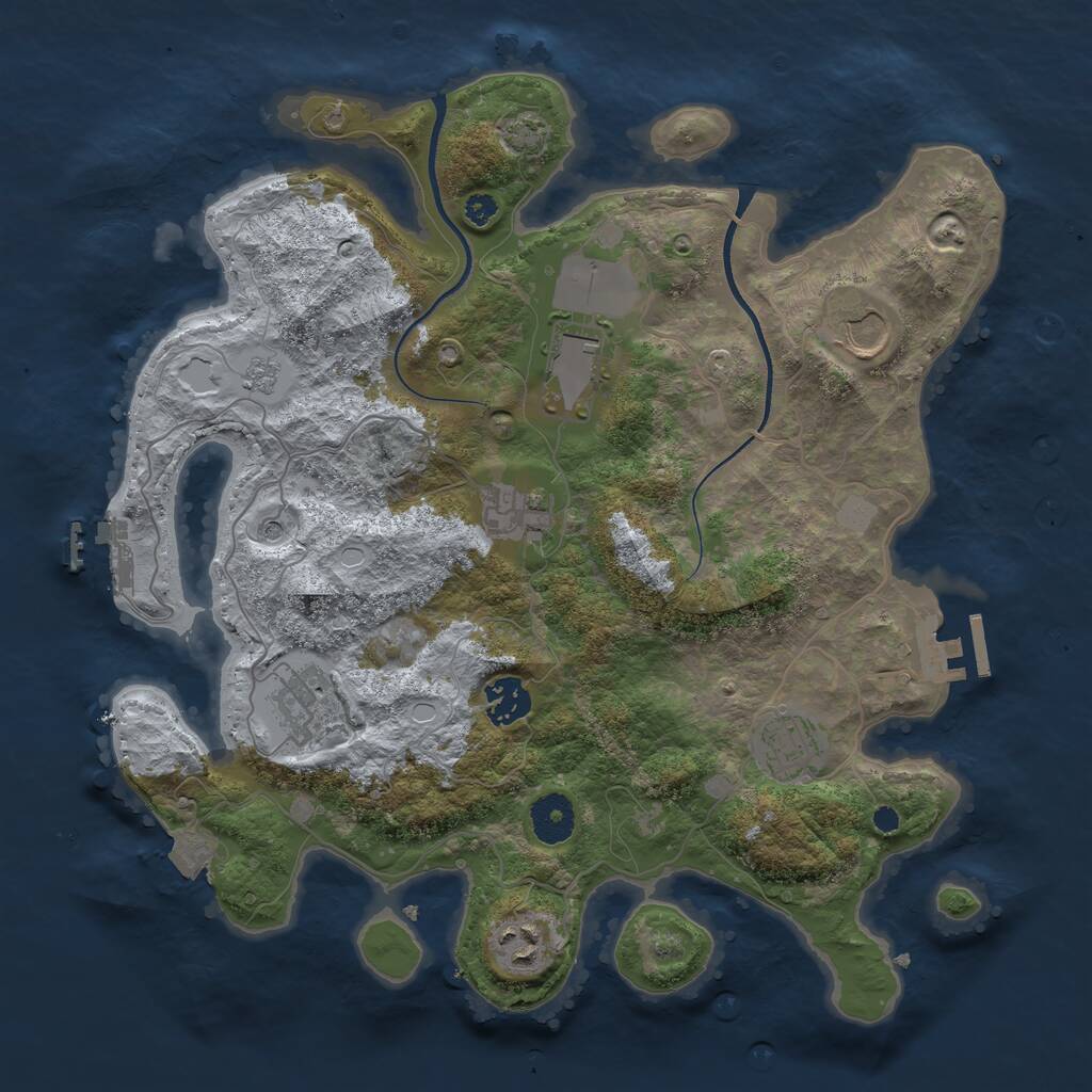 Rust Map: Procedural Map, Size: 3500, Seed: 610392507, 13 Monuments