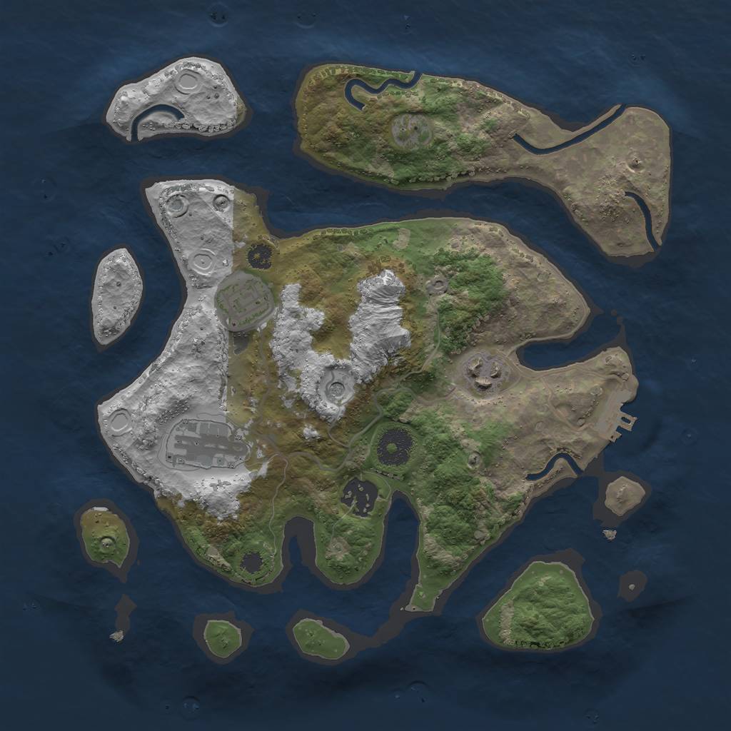 Rust Map: Procedural Map, Size: 3000, Seed: 2425124, 11 Monuments