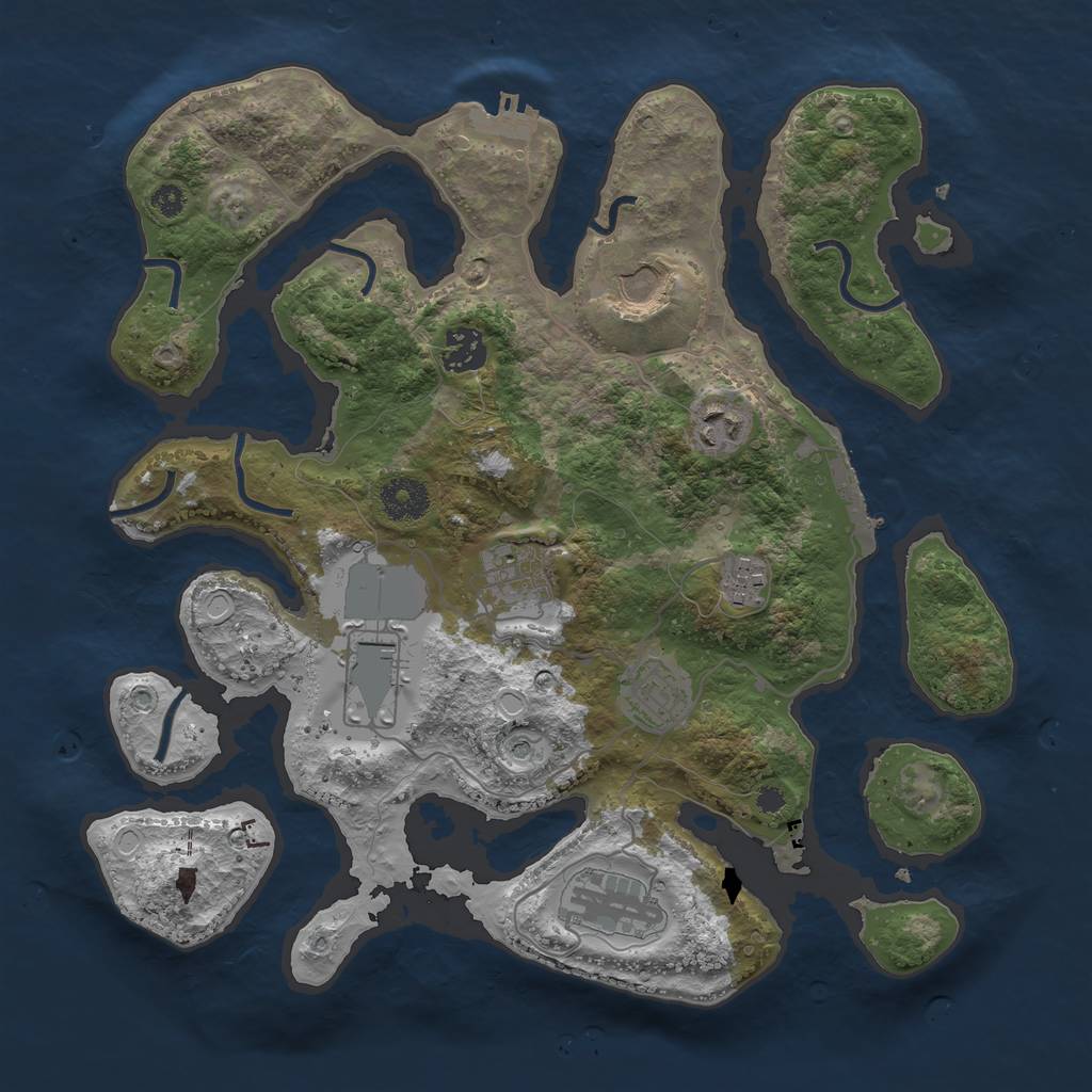 Rust Map: Procedural Map, Size: 3500, Seed: 55996, 16 Monuments