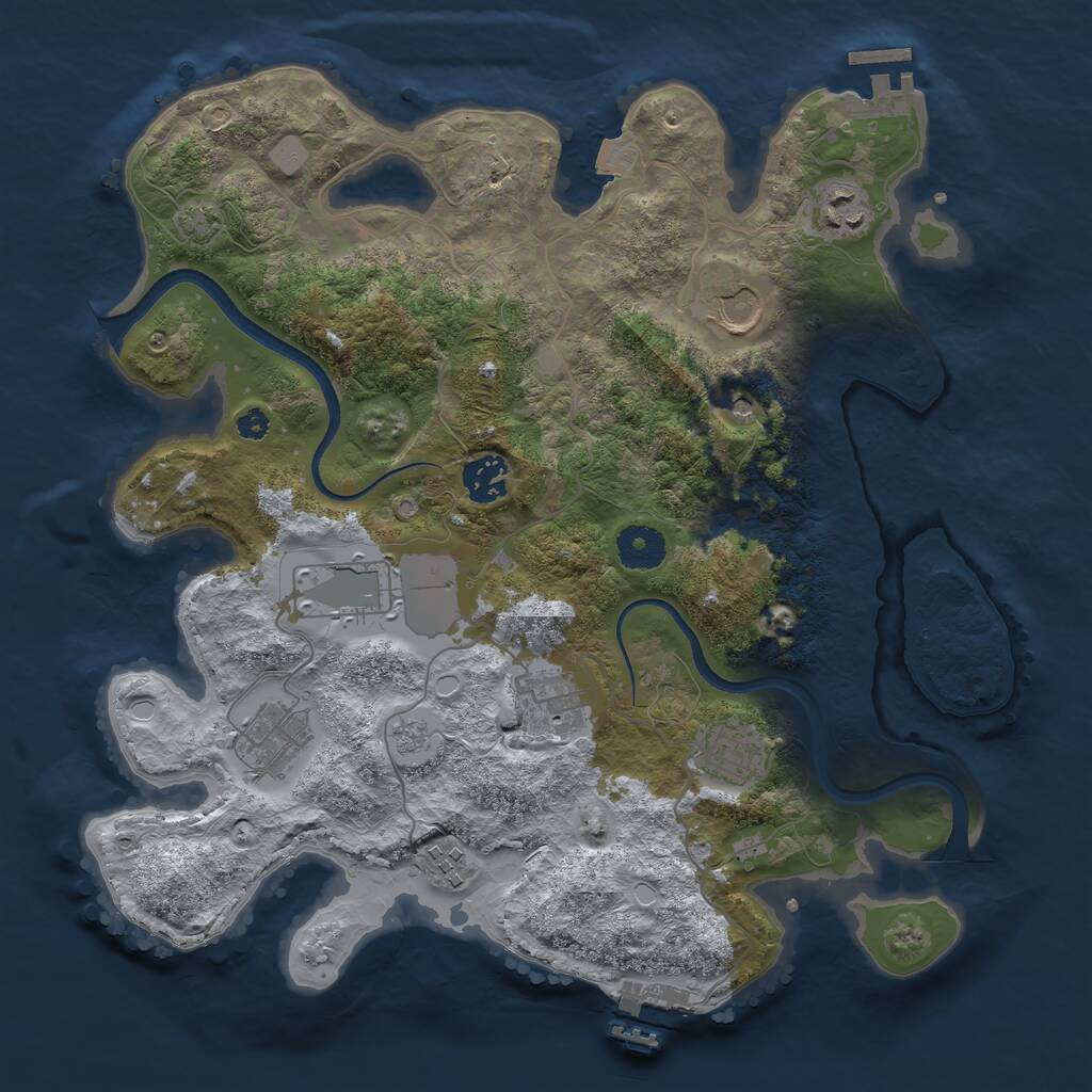 Rust Map: Procedural Map, Size: 3500, Seed: 55996, 14 Monuments
