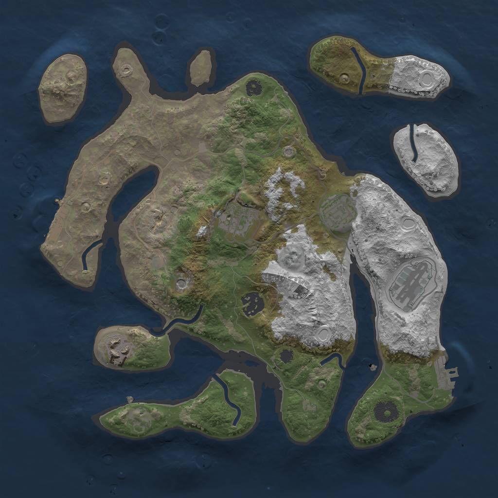 Rust Map: Procedural Map, Size: 3200, Seed: 19931993, 13 Monuments