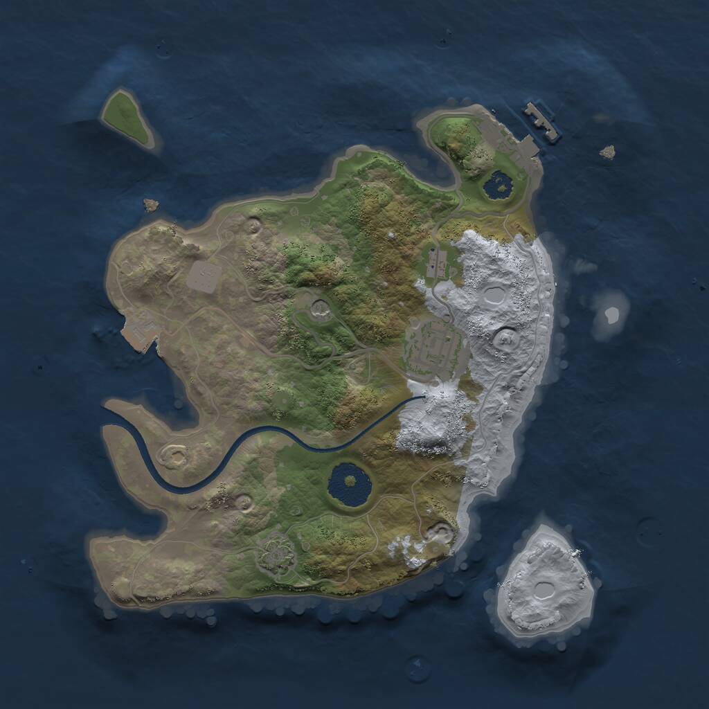 Rust Map: Procedural Map, Size: 2500, Seed: 774411, 5 Monuments