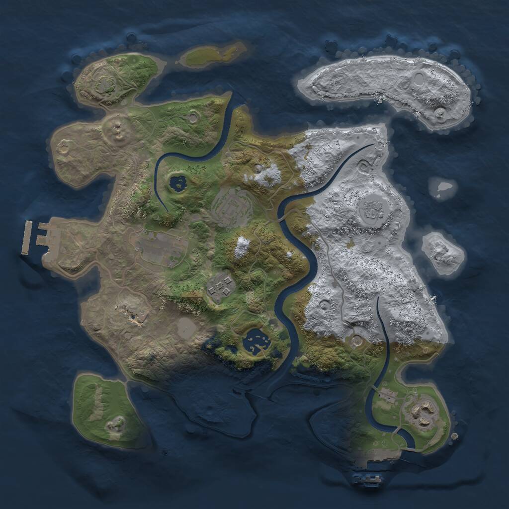Rust Map: Procedural Map, Size: 3000, Seed: 2425128, 11 Monuments
