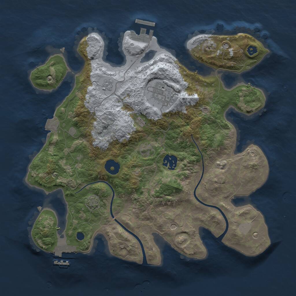 Rust Map: Procedural Map, Size: 3000, Seed: 997548, 8 Monuments