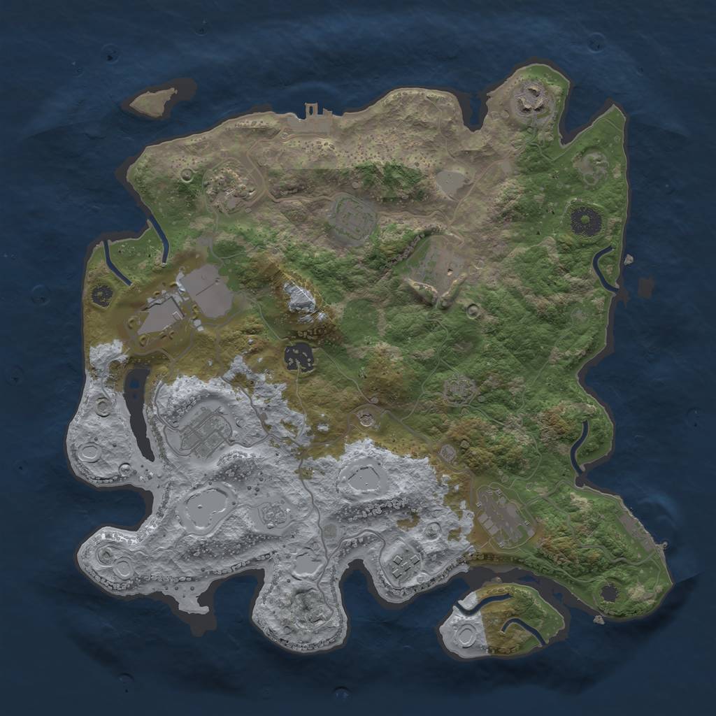 Rust Map: Procedural Map, Size: 3500, Seed: 1415640944, 17 Monuments