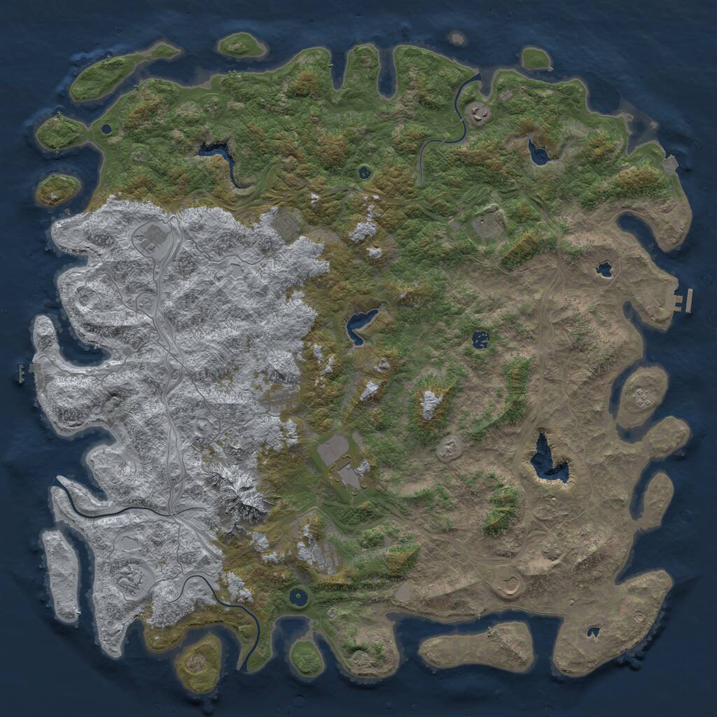 Rust Map: Procedural Map, Size: 6000, Seed: 41273, 17 Monuments