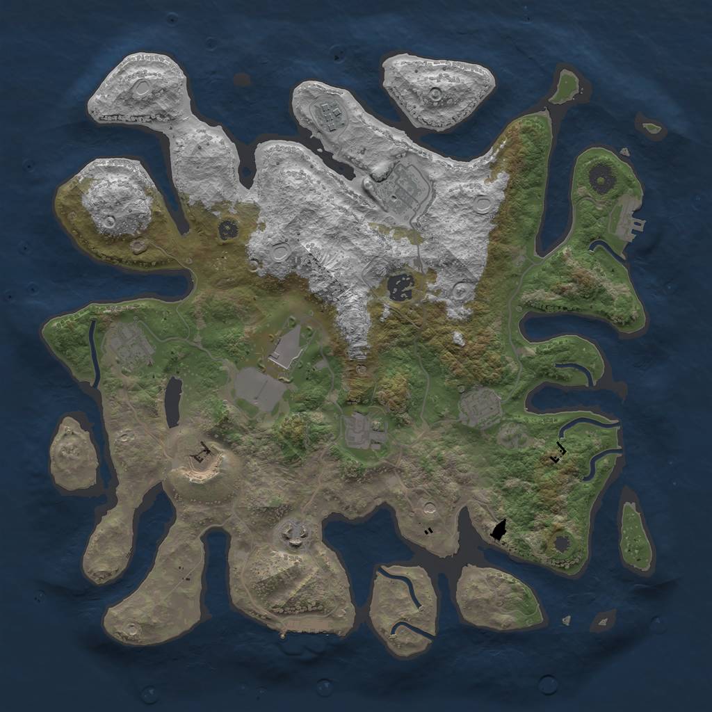 Rust Map: Procedural Map, Size: 3800, Seed: 453687, 17 Monuments