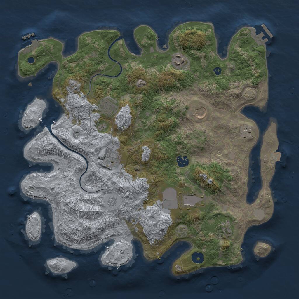 Rust Map: Procedural Map, Size: 3700, Seed: 642704935, 14 Monuments