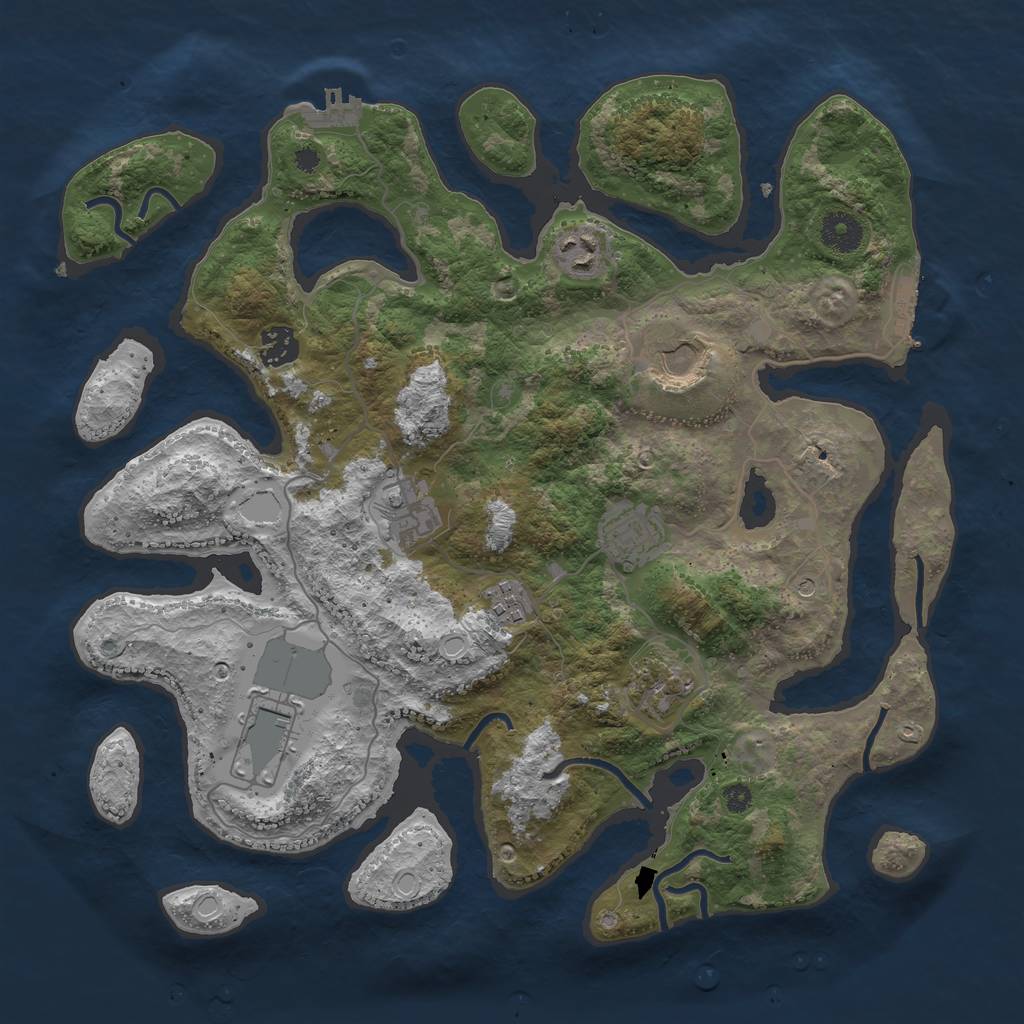 Rust Map: Procedural Map, Size: 3700, Seed: 642704935, 16 Monuments