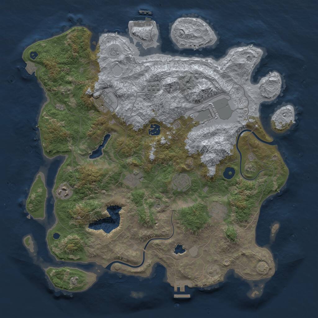 Rust Map: Procedural Map, Size: 4000, Seed: 924979259, 14 Monuments