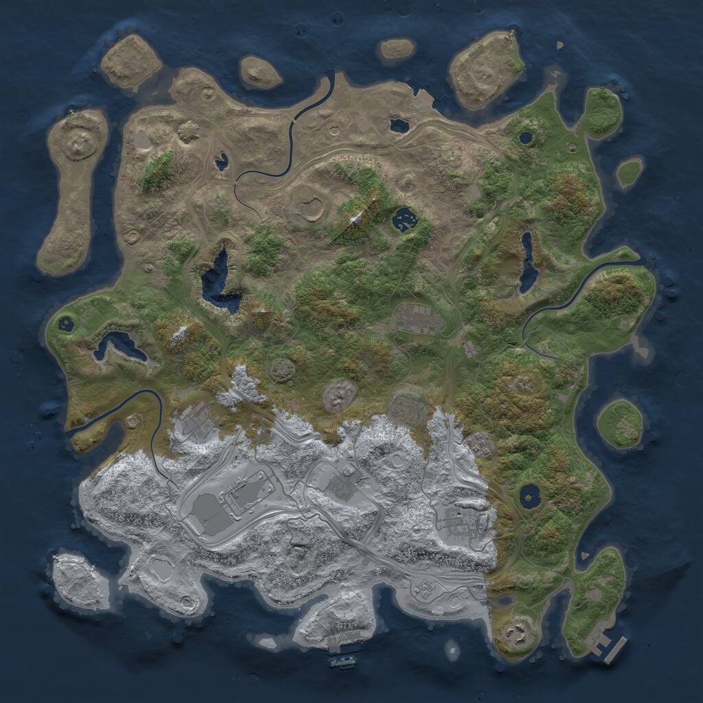 Rust Map: Procedural Map, Size: 4500, Seed: 1756128, 16 Monuments