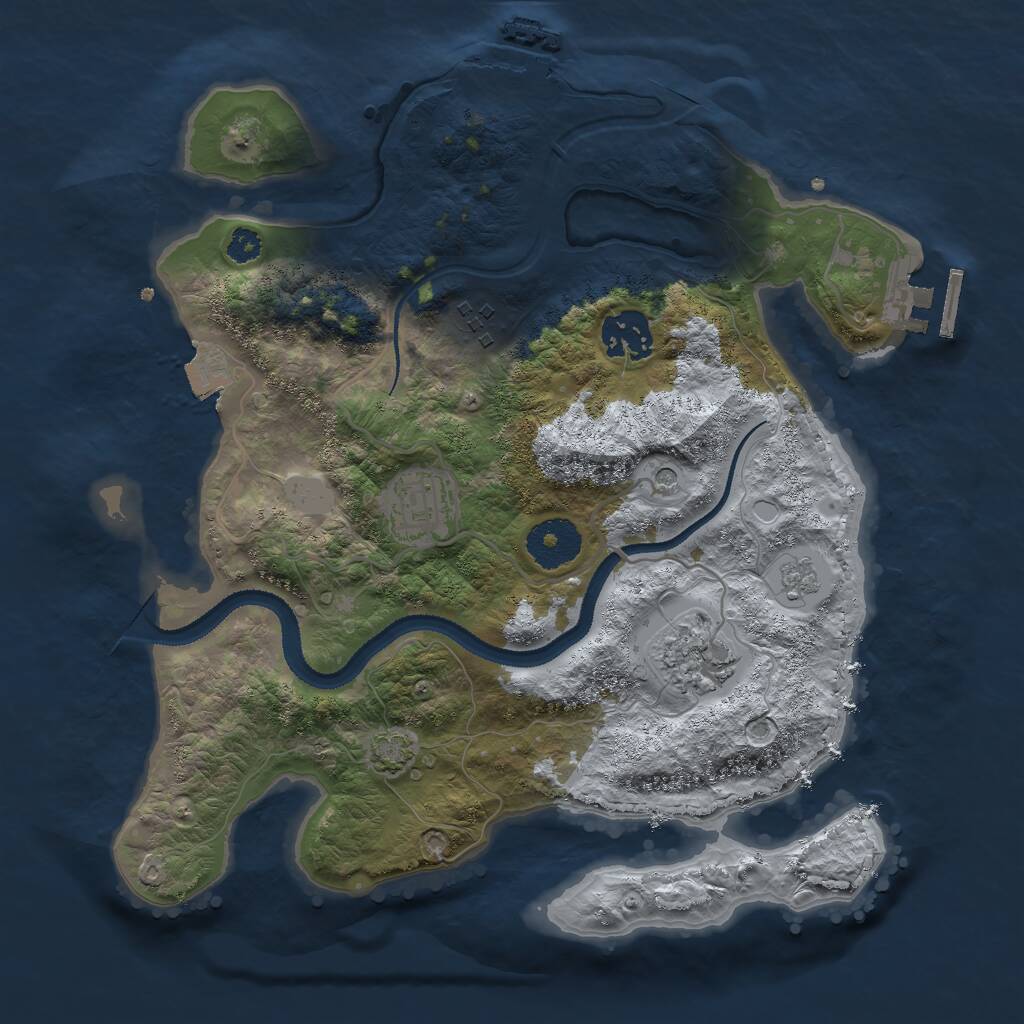 Rust Map: Procedural Map, Size: 3000, Seed: 348957, 10 Monuments