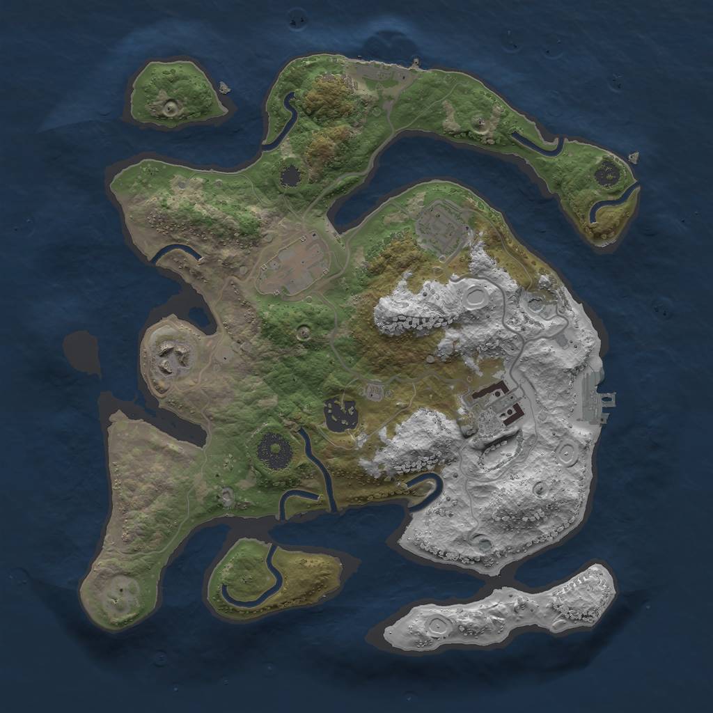 Rust Map: Procedural Map, Size: 3000, Seed: 348957, 13 Monuments