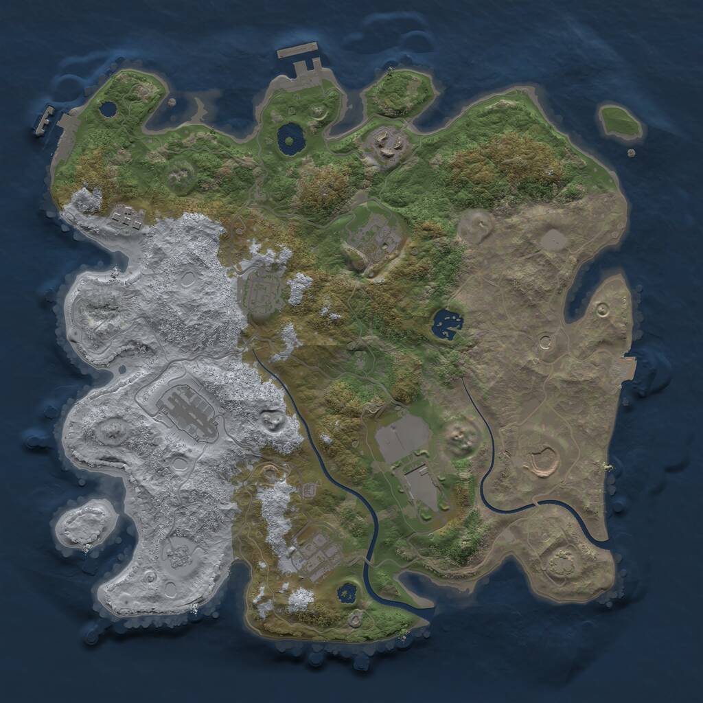 Rust Map: Procedural Map, Size: 3500, Seed: 79211603, 15 Monuments