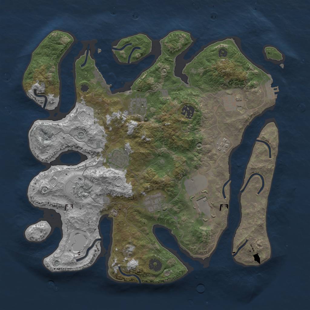 Rust Map: Procedural Map, Size: 3500, Seed: 79211603, 16 Monuments