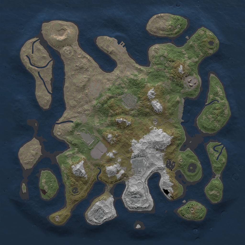 Rust Map: Procedural Map, Size: 3800, Seed: 1143724460, 16 Monuments