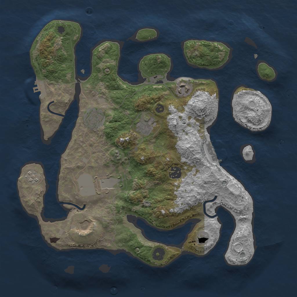 Rust Map: Procedural Map, Size: 3500, Seed: 1597531, 14 Monuments