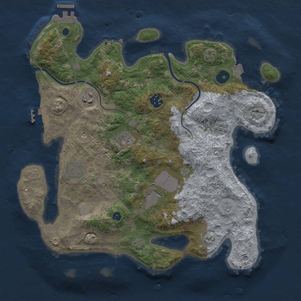 Rust Map: Procedural Map, Size: 3500, Seed: 1597531, 12 Monuments