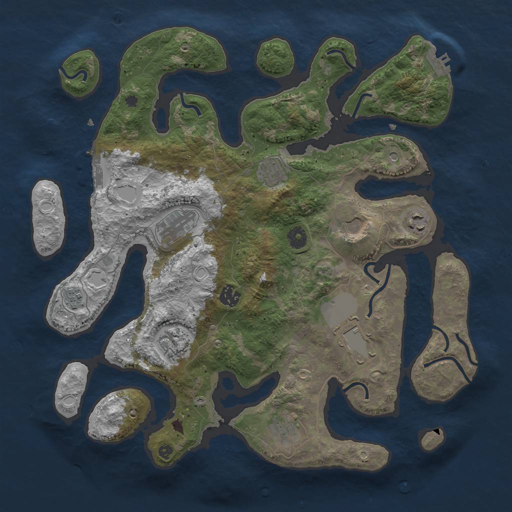 Rust Map: Procedural Map, Size: 3700, Seed: 4456, 17 Monuments